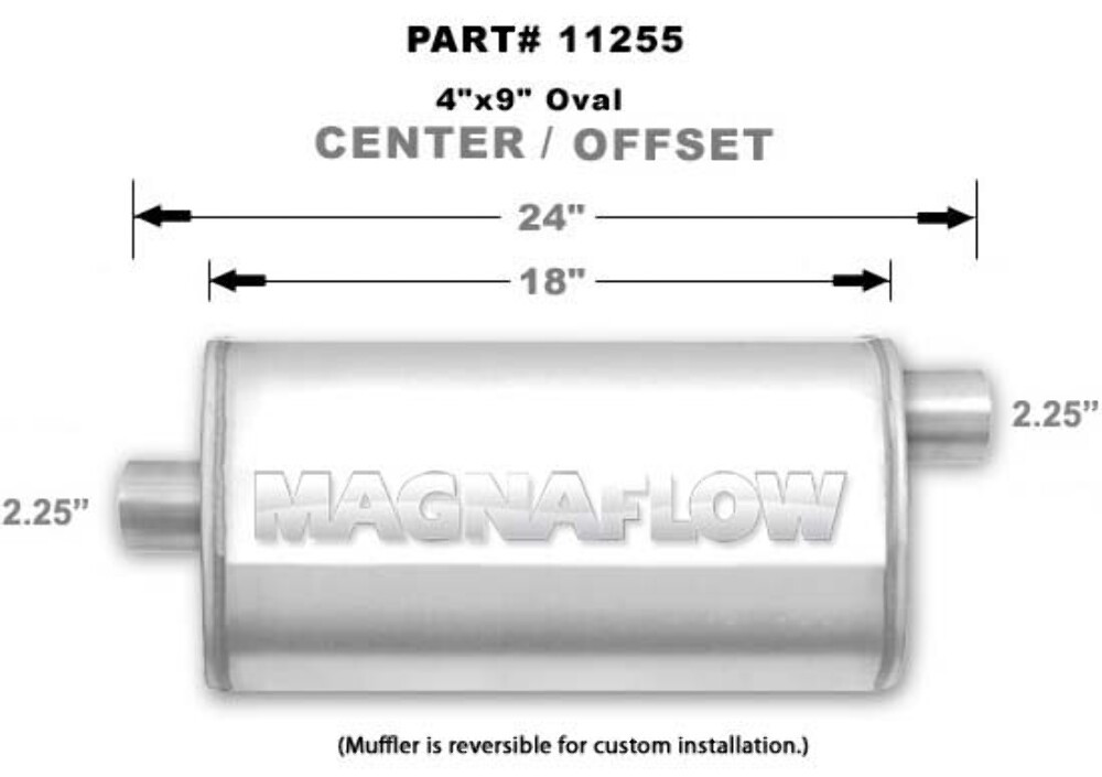 MagnaFlow 4" x 9" Oval Muffler 11255 - 2.25" Offset/Center  - 18" Body