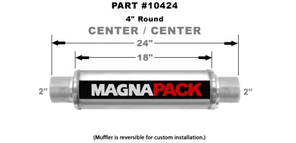 MagnaFlow 4" Round Performance Muffler 10434 - 2" Center/Center - 22" Body