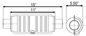 3-Way High Flow Universal Converter - OBDII - 2.5" Inlet/Outlet - 43356