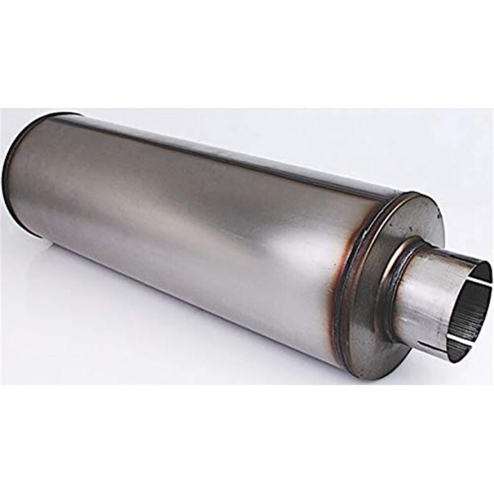 Stainless Steel Diesel Muffler - 4" In 4" Out  8" Round 24" Body 30" Overall