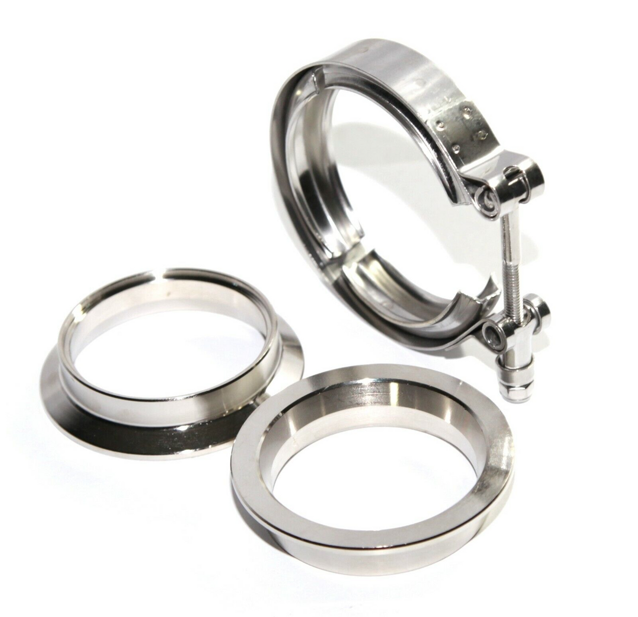 3.5" 304 Stainless Steel V-Band Clamp Set - 1 V-Band Clamp & 2 V-Band Flanges
