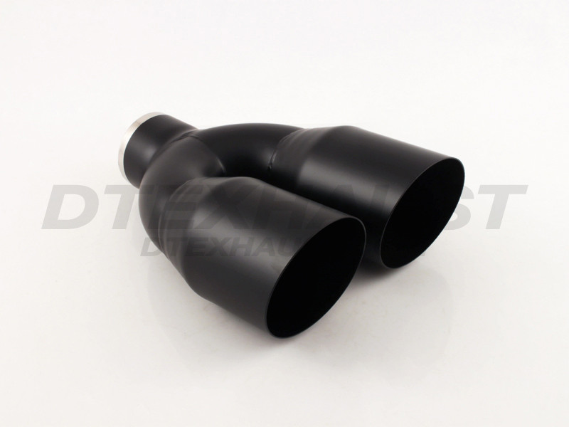 Black Powder Coat Dual 3.5" Single Wall Angle Cut Exhaust Tip 2.25 " Inlet