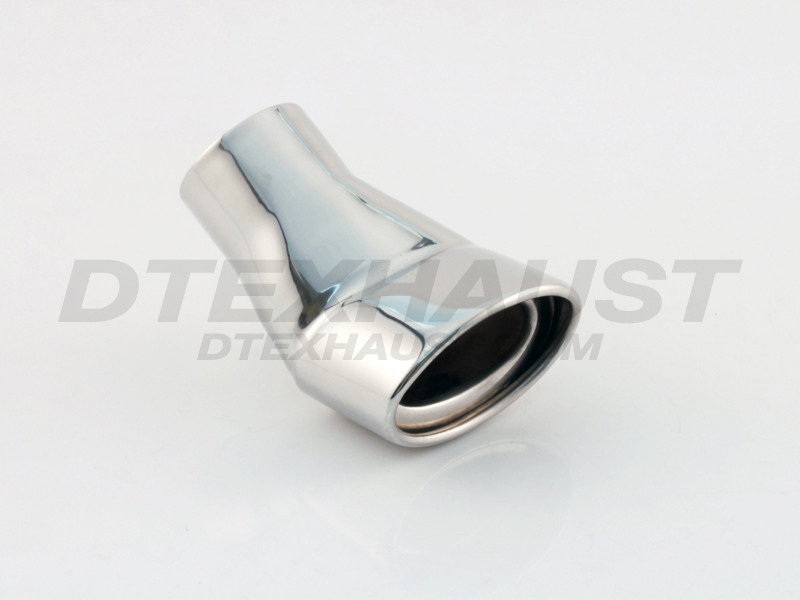 Stainless Steel Exhaust Tip Oval Round Turn-Up 2.25" Inlet 4.25" Outlet 6" Long