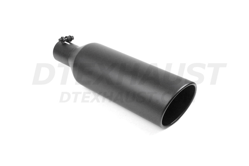Black Powder Coat Rolled Angle Bolt-on Tip 2.5" Inlet 5" Outlet 18" Long