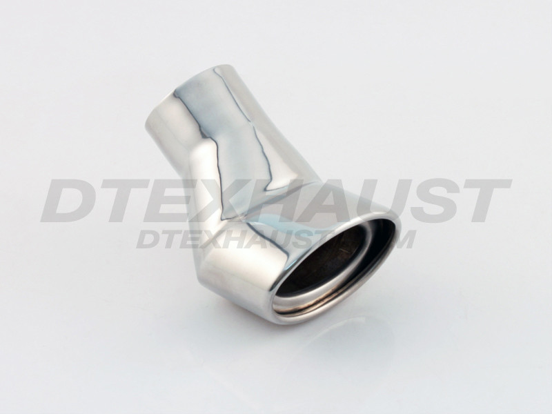 Stainless Steel Exhaust Tip Oval Round Turn Up 2.25" Inlet 4.25" Outlet 6" Long