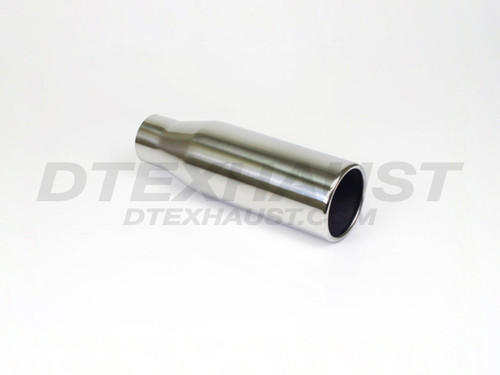 Stainless Steel Exhaust Tip Pencil Rolled 2.25" Inlet 4" Outlet 12" Long
