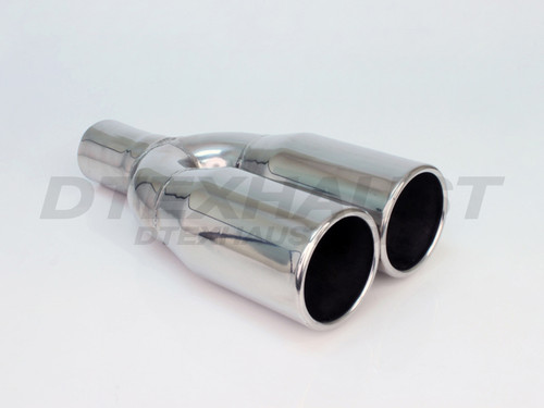 Stainless Steel Dual Rolled Edge Exhaust Tip 2.25" Inlet Dual 3.5" Outlets