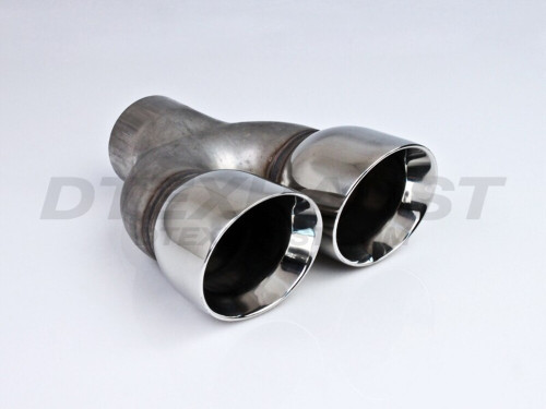 Hi-Polished Exhaust Tip Double Wall - 2.25" Inlet - 6.25" Outlet (3" x2) - 8" Long