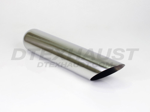 Stainless Steel Exhaust Tip  Angle Cut 2.25" Inlet 4" Outlet 18" Long