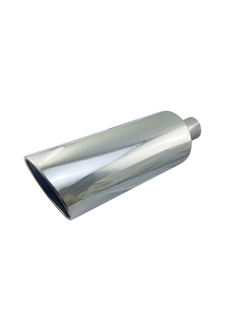 Stainless Steel Polished Tip Rolled Angle - 2.5" Inlet - 5" Outlet - 18" Long