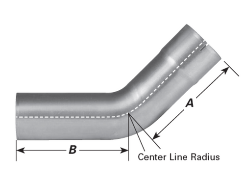 3" 45 Degree Stainless Steel Mandrel Bend Exhaust Elbow - I.D.-O.D.
