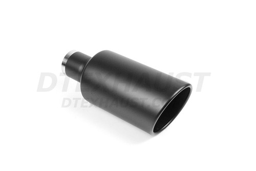 Black Powder Coat Exhaust Tip Rolled Angle Cut 2.5" Inlet 5" Outlet 12" Long