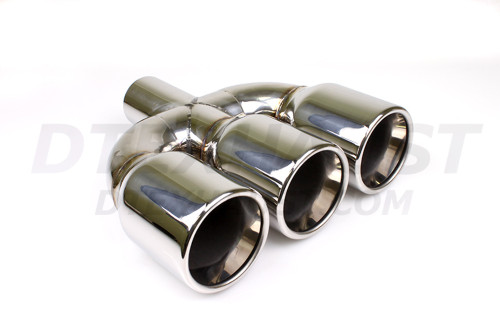 Triple Outlet Stainless Steel Exhaust Tip - 2.5" Inlet - Triple 3.5" Outlets