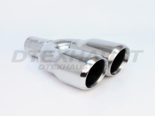 Dual Slanted Rolled Edge Exhaust Tip - 2.25" Inlet - Dual 3.5" Outlets