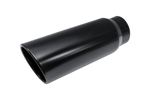 Black Powder Coat Rolled Angle Cut Diesel Tip 4" Inlet 5" Outlet 14" Long