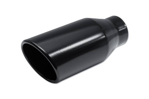 Black Powder Coat Exhaust Tip Rolled Angle - 2.5" Inlet 4" Outlet 9" Long