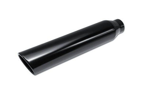 Black Powder Coat Exhaust Tip Rolled Angle - 2.5" Inlet 4" Outlet 18" Long