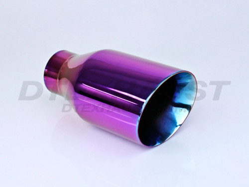 Purple Burned 4" Double Wall Angle Cut Exhaust Tip 2.25" In 4" Out 8" Long