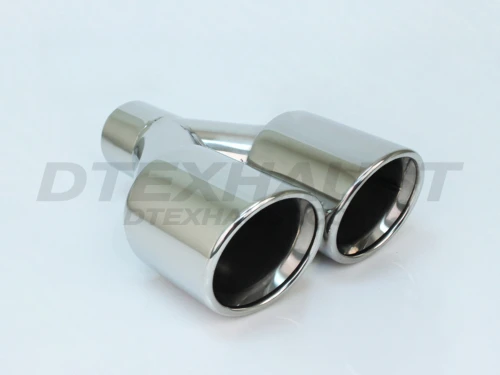 Stainless Steel Dual 3.5" Double Wall Rolled Tip 2.25" In 7.25" Out 9.5" Long