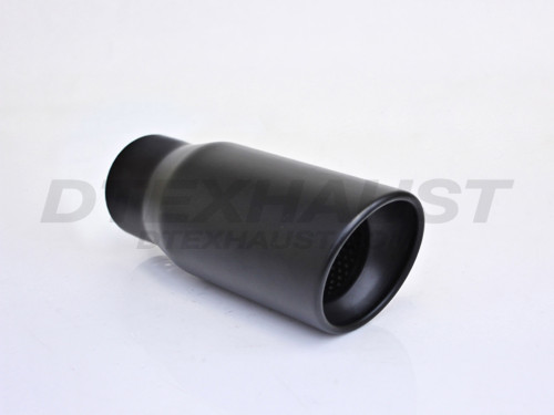 Black Powder Coat Resonated Slant Tip 2.25" In 3.75" Out 9" Long