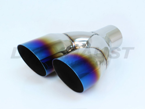 Blue Flame Dual 3" Single Wall Angle Passenger Side 2.25" In 6.25"x2 Out 