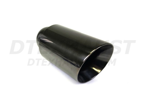 Black Chrome Look 4" Slanted Double Wall Exhaust Tip 2.5" In 4" Out 8" Long