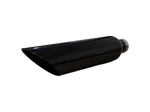 Stainless Steel Glossy Black Powder Coat Angle Cut Tip 2.25" Inlet 4" Outlet