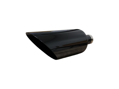 Stainless Steel Glossy Black Powder Coat Angle Cut Tip 2.5" Inlet 6" Outlet