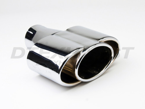 Stainless Steel Triple Oval Round Tip 2.5" In 7.75"x3.25" Out 8" Long