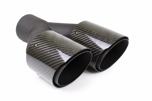 Glossy Carbon Fiber 3.5" Dual Double Wall Slant Driver 2.5" In 7.25" Out 