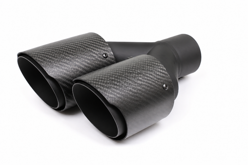 Carbon Fiber 3.5" Dual Double Wall Slant Passenger 2.5" In 7.25"x2 Out 