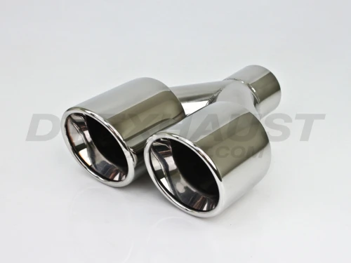 Stainless Steel Dual 3.5" Double Wall Rolled Slant Passenger 2.5" In 7.25" Out