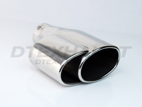Stainless Steel Dual Oval Round Single Wall Rolled 2.5" In 6.5"x3" Out 8" Long