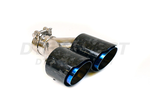 Camo Carbon Fiber 7.25? Dual Driver Exhaust Tip with SS Blue Flame Inner Tip