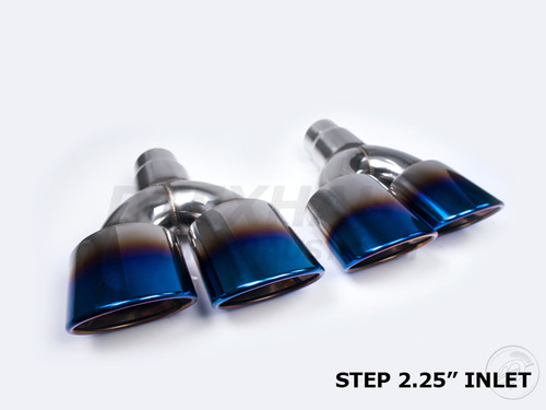 Blue Flame 4" Dual Rolled Angle Double Wall Exhaust Tips 2.25" In 8.25" Out-Pair