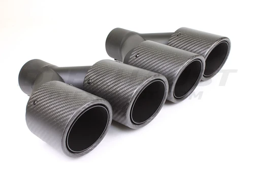Carbon Fiber 3.5" Dual Double Wall Angle Exhaust Tips 2.5" In 7.25" Out 