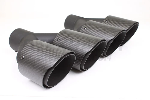 Carbon Fiber 3.5" Dual Double Wall Slant Exhaust Tips 2.5" In 7.25"x2 Out 