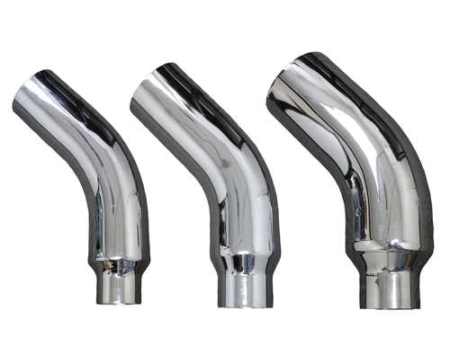 5" Inlet Diesel Exhaust Chrome Turndown Elbow Tip 23" Long - Various Outlets