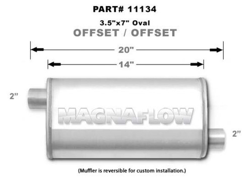 MagnaFlow 3.5" x 7" Oval Muffler 11134 - 2" Offset/Offset  - 14" Body