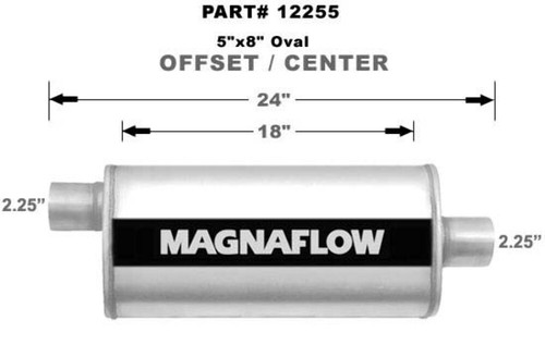 MagnaFlow 5" x 8" Oval Muffler 12255 - 2.25" Offset/Center  - 18" Body