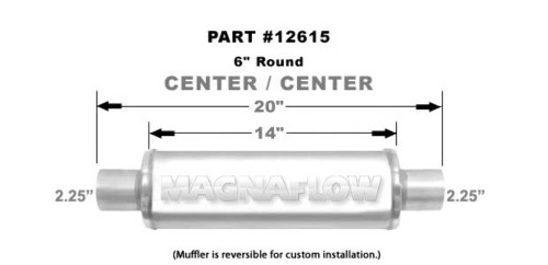 MagnaFlow 6" Round Performance Muffler 12614 - 2.25" Center/Center - 14" Body