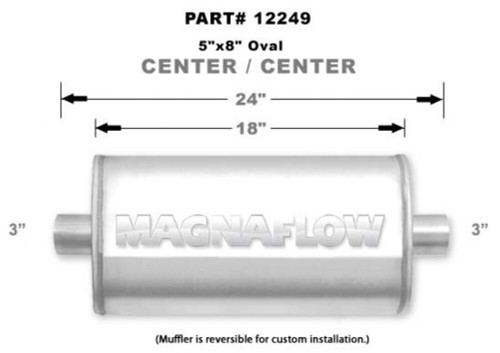 MagnaFlow 5" x 8" Oval Muffler 12249 - 3" Center/Center  - 18" Body
