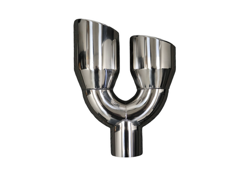 4" Inlet Dual 6" Outlet -Staggered Diesel Exhaust Tip - Polished Stainless Steel