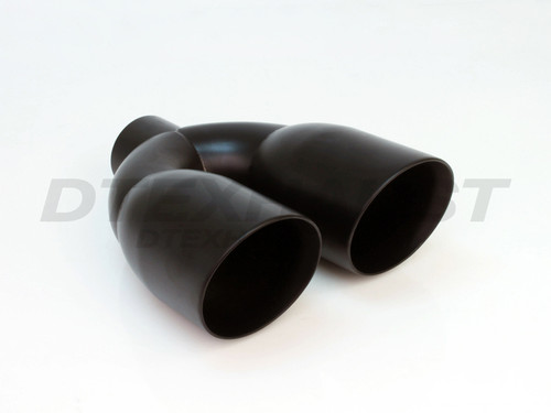 Black Powder Coat 3.5" Dual Double Wall Angle Cut Exhaust Tip 2.5" Inlet