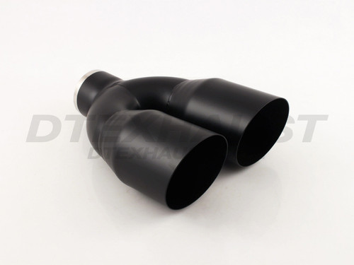 Black Powder Coat Dual 3.5" Single Wall Angle Cut Exhaust Tip 2.25 " Inlet