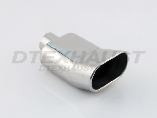 Stainless Steel Exhaust Tip Rolled Turn-Up 2.25" Inlet 5x3.25" Outlet 9.5" Long