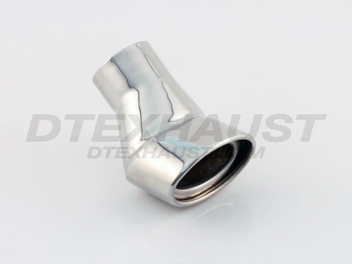 Stainless Steel Exhaust Tip Oval Round Turn Up 2.25" Inlet 4.25" Outlet 6" Long