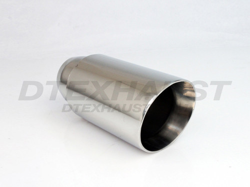 Stainless Steel Exhaust Tip Double Wall - 2.25" Inlet - 3" Outlet - 8" Long