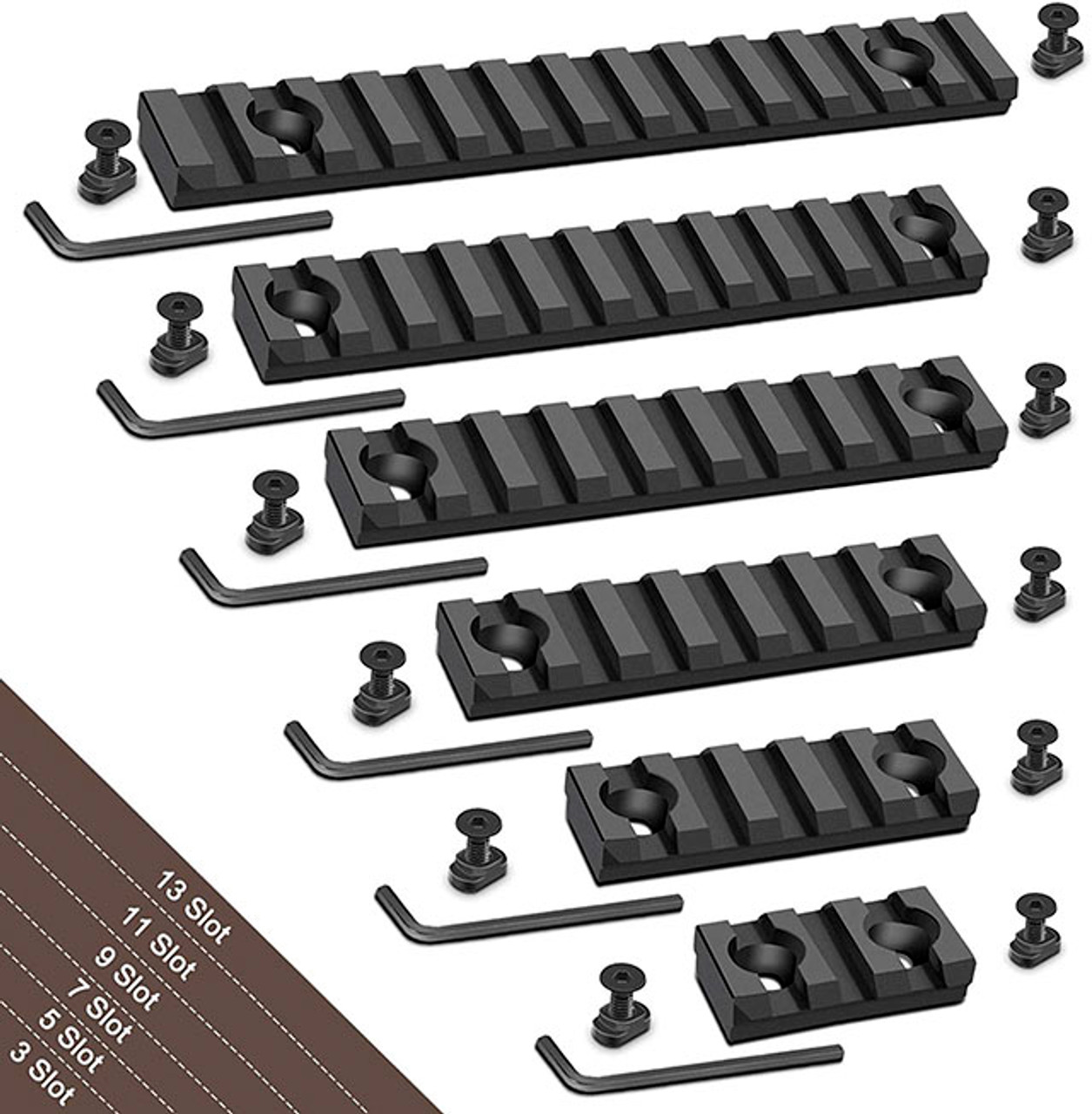 Aluminum M-L-ok Picatinny Rail,5-Slot 9-Slot 13-Slot Lightweight