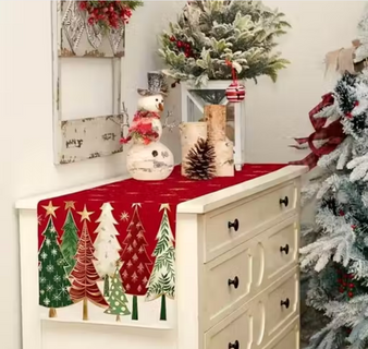Beautiful Christmas Five Pine Tree Table Runner – Perfect for Dining and Coffee Tables
